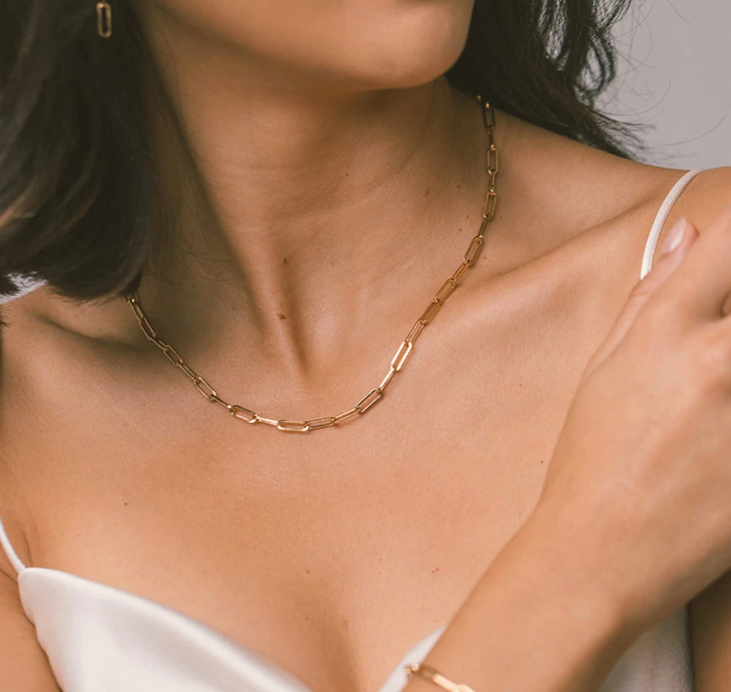 Gold Paperclip Link Chain - Stainless Steel Base - 18k Gold Plated - Dainty Paperclip Chain - Choker Necklace