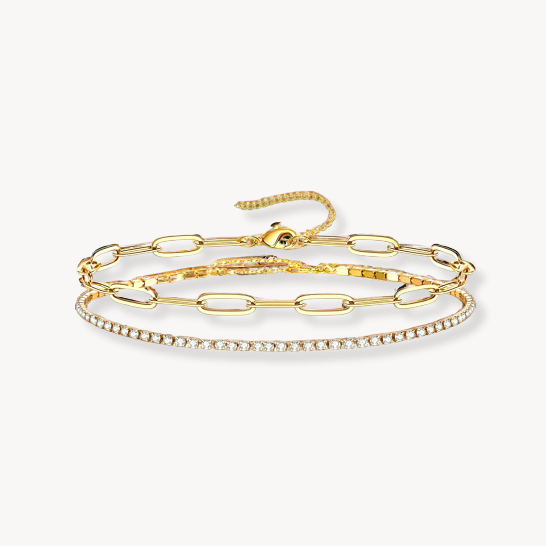 Ultra Dainty Paperclip x Tennis Chain Stack
