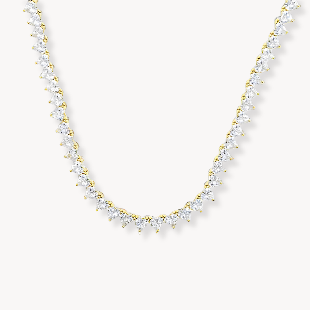 Iced Heart Diamond Tennis Necklace