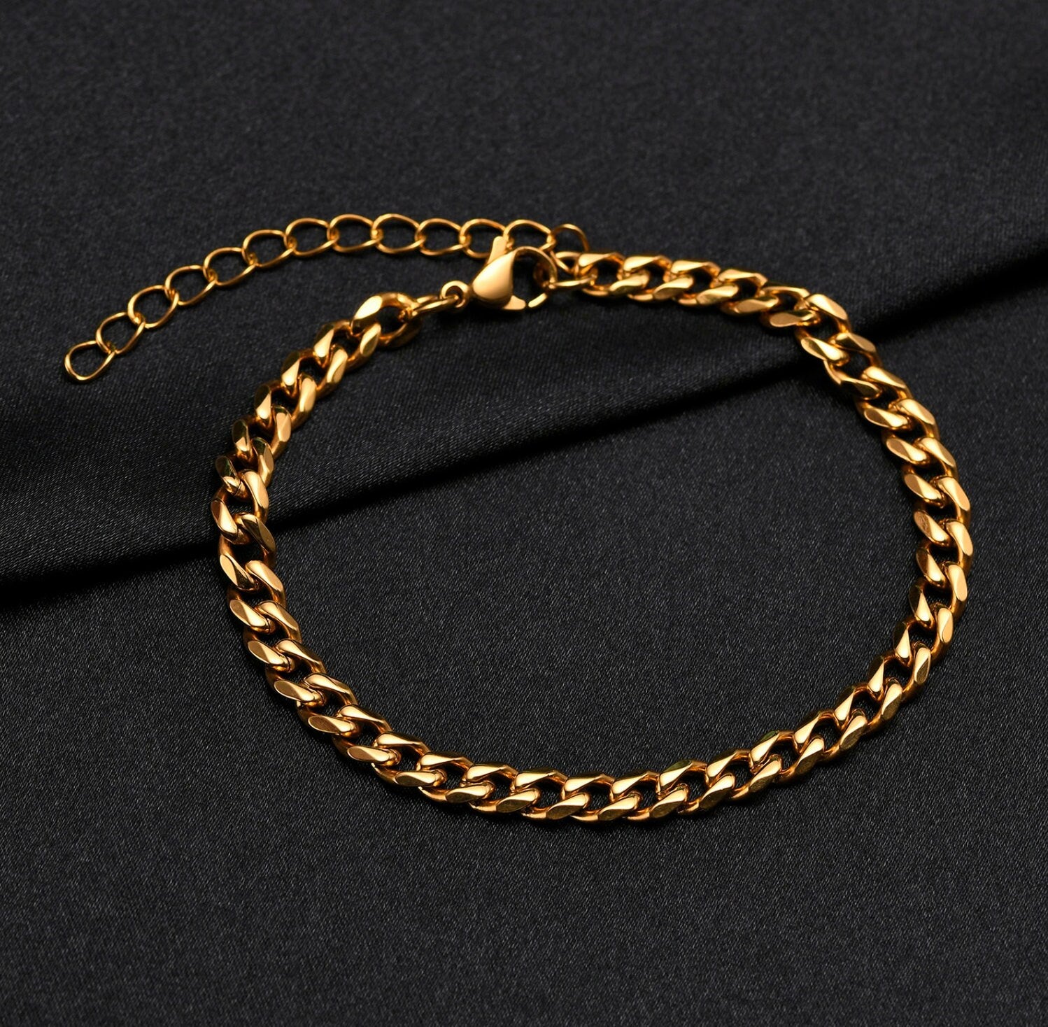 Layered Bracelet Set Unisex - 5MM Cuban Link Bracelet & Rope Chain Bracelet - Water and Tarnish Resistant Chain - Gold Chain Manly Bracelets