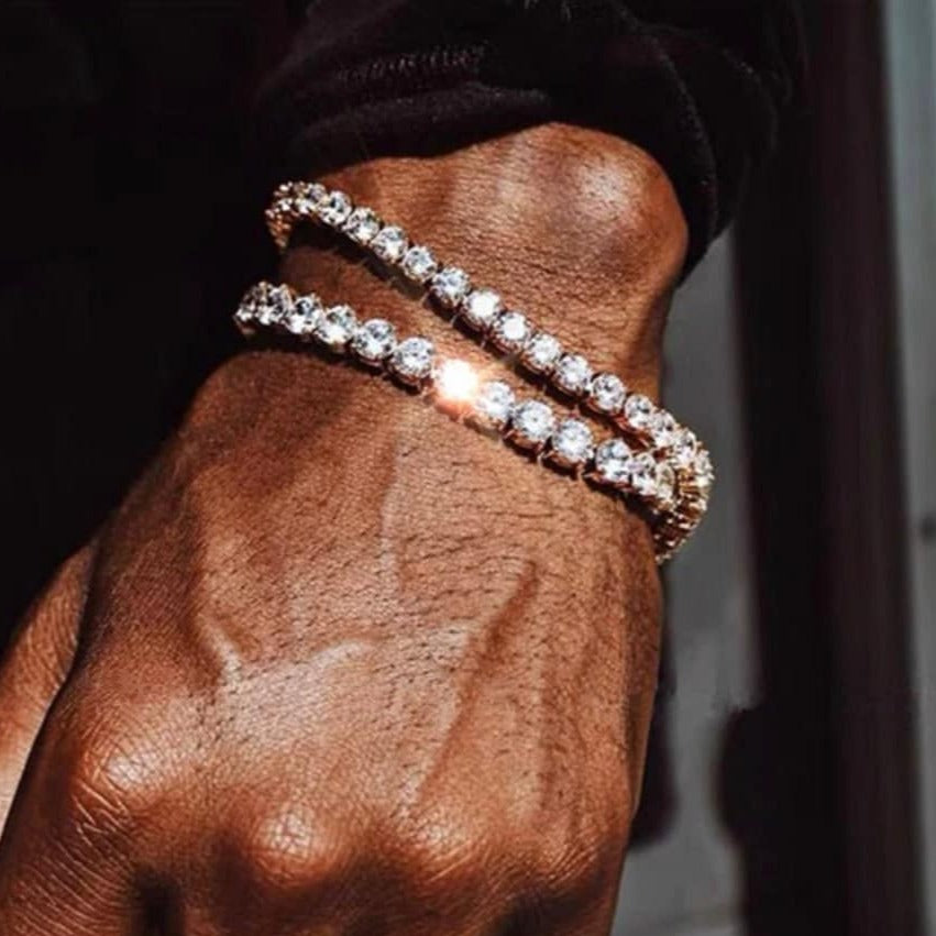4MM Iced Out Diamond Tennis Chain Bracelet - Men's Jewelry - Diamond Necklace - Hip Hop Tennis Chain- Iced Out Bracelet - VVS Cubic Zirconia