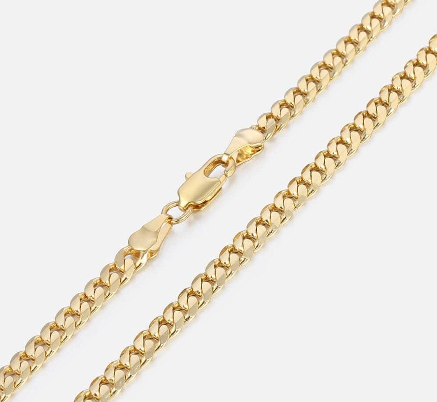 5MM Gold Cuban Link Chain Necklace for Men - 22in Stainless Steel Hip Hop Necklace - High Shine No Tarnish Water Resistant Layering Chain